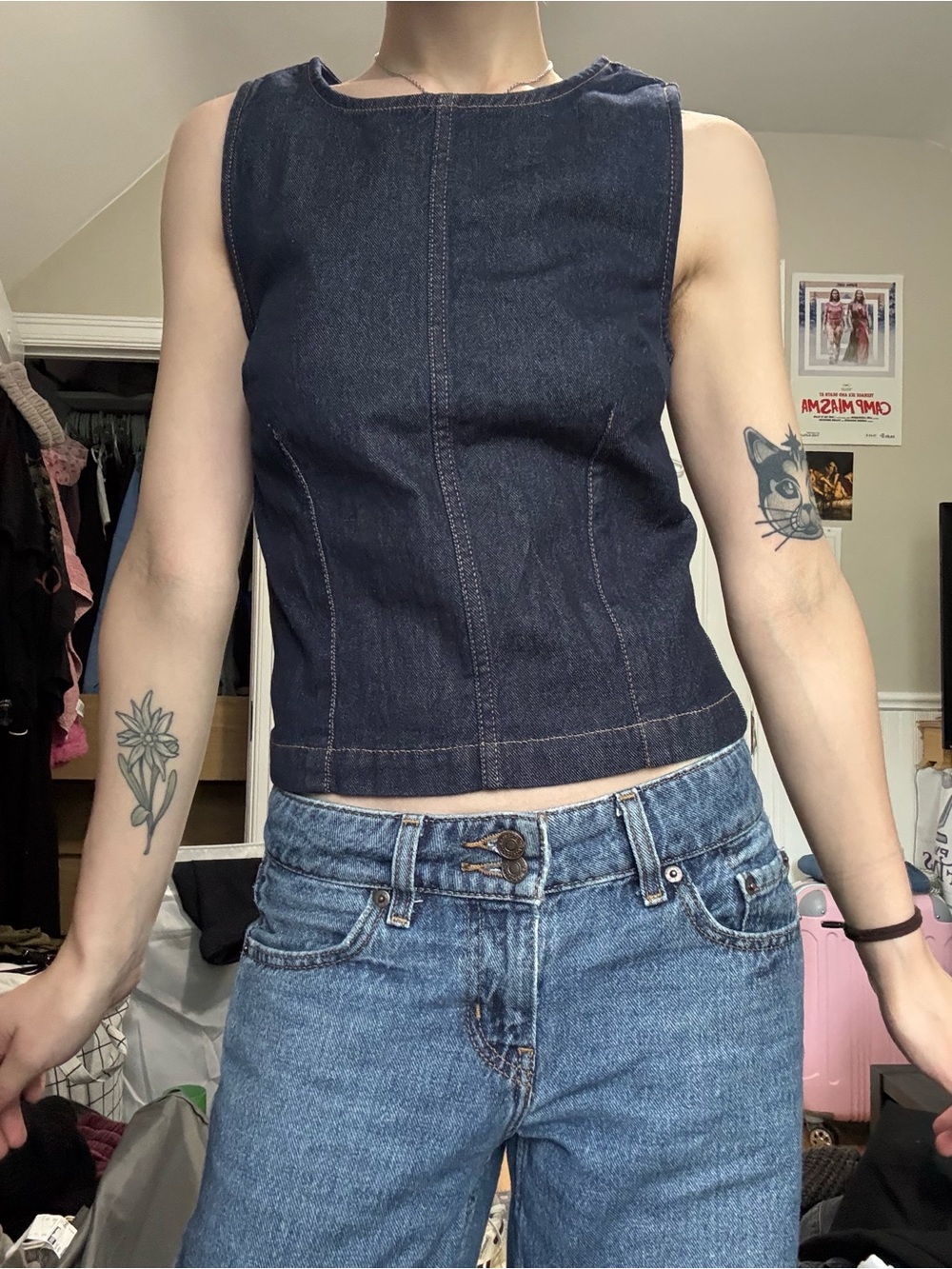 Gap Dark Blue Denim Sleeveless Top